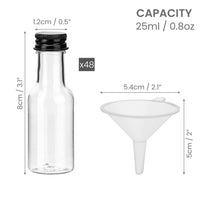 1 x RAW Customer Returns BELLE VOUS Small Liquor Bottles 48 Pack - 25ml - Reusable Small Plastic Bottles for Filling with Black Screw Cap, Liquid Funnel for Pouring Filling - RRP €26.99