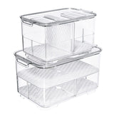 1 x RAW Customer Returns SANNO Fruit and Vegetable Containers, Life Saving Food Storage Container, Stackable, Refrigerator, Freezer, Fresh Drawer Organizer and Keeper, Set of 2 - RRP €46.99