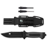 1 x RAW Customer Returns Ultraray Outdoor Knife Black Sharp, Survival Knife Fixed Blade with Flint, Compass, Grindstone, Whistle, Hunting Knife, Belt Knife with Glass Breaker and Sawtooth, Gift for Men - RRP €20.16