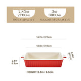 1 x RAW Customer Returns MALACASA, Bake.Bake series, large casserole dish 37.5 cm with 3 liters for 4-6 people, ceramic casserole dishes for lasagne, tiramisu, casseroles more, square - red - RRP €35.99