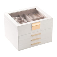 1 x RAW Customer Returns Frebeauty Jewelry Box with Clear Lid, 4-Layer Jewelry Organizer, Large Multifunctional Jewelry Box with 3 Drawers, Jewelry Display Stand, Rings, Earrings, - RRP €46.38