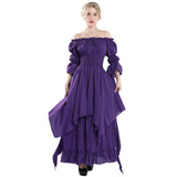 1 x RAW Customer Returns Fiamll Women s Steampunk Victorian Off Shoulder Medieval Maxi Dress Ladies Renaissance Cosplay Halloween Costume Purple XXL 3XL  - RRP €56.46