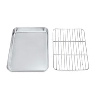 1 x RAW Customer Returns TEAMFAR baking tray with cooling rack, stainless steel small baking mold, mini oven tray and cake rack cooling rack, 23.6 x 17.8 x 2.5, healthy non-toxic, easy to clean and dishwasher safe - RRP €10.07