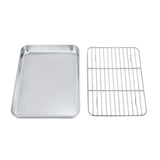 1 x RAW Customer Returns TEAMFAR baking tray with cooling rack, stainless steel small baking mold, mini oven tray and cake rack cooling rack, 23.6 x 17.8 x 2.5, healthy non-toxic, easy to clean and dishwasher safe - RRP €10.07