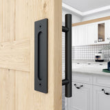 1 x RAW Customer Returns WINSOON Sliding Door Handles 30cm Black Fittings with Flush Finger Pull, Large, Rustic, for Gates, Garages, Cabinets - RRP €20.0