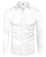 1 x RAW Customer Returns DEMEANOR Men s Stretch Shirt Long Sleeve Leisure Slim Fit Men s Business Shirt No Ironing White XL - RRP €24.99