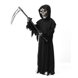 1 x RAW Customer Returns ZUCOS Grim Reaper Costume Scythe Skull Mask Skull Gloves, Unisex Costume Grim Reaper for Halloween Party Decoration Black, 4-6 Years  - RRP €26.21