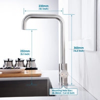 1 x RAW Customer Returns YUANNY bathroom tap, basin mixer, sink fittings, high spout, 360 swiveling, fitting for bathroom and kitchen, bathroom sink mixer tap, with cold warm water hoses, stainless steel - RRP €23.18