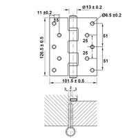 1 x RAW Customer Returns LOOTICH hinges stainless steel door hinges door hinge fitting 127 x 102 mm steel ball bearing for frames unrebated doors made of wood or metal up to 120 kg screw-on hinge matt 4 pieces  - RRP €25.25