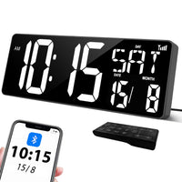 1 x RAW Customer Returns XREXS Digital Wall Clock, Automatic Calibration Time, 17 LED Digital Wall Clock, Adjustable Brightness, Clock with Time Date Temperature Bluetooth Version  - RRP €49.99