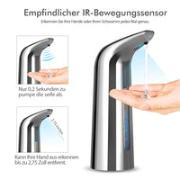 1 x RAW Customer Returns Calogy Touchless Soap Dispenser, Automatic Soap Pump, Battery Operated Hand Sanitizer Dispenser for Kitchen, Bathroom and Shower Plastic, Silver Chrome  - RRP €29.21