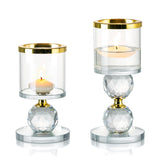 1 x Brand New Candlestick Gold Candle Holder Glass Decoration Candeldo Set of 2 Candlesticks Crystal Vintage Decoration Tealight Holder Wedding Christmas Living Room Table - RRP €14.11