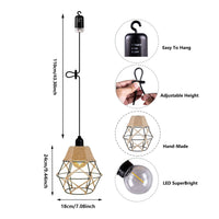 1 x RAW Customer Returns Pack of 3 rattan hanging lamps with battery outdoor indoor hanging light remote control battery-operated lamp portable boho basket lampshade pendant light without electricity power connection outdoor lighting - RRP €59.94