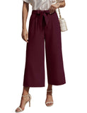 1 x RAW Customer Returns Zeagoo Women s Pants Summer Casual Palazzo Pants Leisure Pants Wide Leg Summer Pants High Waist with Pockets Wine Red S - RRP €30.99