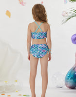 1 x Brand New GRACE KARIN Girls Bikini 134 Children Swimsuit Two-piece 140 Tankini Ruffle Swimsuit Mermaid 8 Years - RRP €39.4