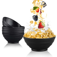 1 x RAW Customer Returns Gymdin Bowl cereal bowls set of 6 break-proof 750 ml dessert bowls soup bowls bowl and bowl set made of plastic anthracite-black  - RRP €17.7