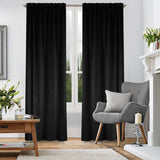 1 x RAW Customer Returns FLYing Curtains - Curtains for living room, bedroom - Opaque curtain with ruffle tape - Velvet curtain - 1 piece - 145 x 250 cm - Black - RRP €22.99