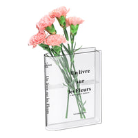 1 x RAW Customer Returns Book vase, book vase, clear acrylic book vase, tulip vase, book vase transparent, book-shaped vase for flowers, book-shaped book flower vase for bedroom table decoration living room office - RRP €10.96