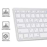 2 x RAW Customer Returns SenGBIRCH Italian Bluetooth Keyboard, Lightweight Portable Wireless for Apple iPhone, iPad, Samsung, Huawei, iOS, Android, Windows and Any Bluetooth Enabled Device, Bluetooth Keyboard White  - RRP €37.36