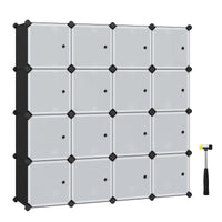 1 x RAW Customer Returns SONGMICS Shelving System, Shoe Rack, Set of 16 Cubes, Plastic Wardrobe, with Doors, Shelving Unit, Storage for Clothes, Shoes and Books, Easy Assembly, Black LPC44HS - RRP €44.36