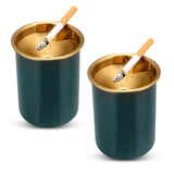 2 x Brand New Kytpyi Ashtray, Ashtray for Outdoors, 2 Pieces Portable Windproof Ashtray Made of Stainless Steel, Removable Wind Ashtray for Outdoors Indoors Balcony Office Home Camping Green  - RRP €40.8