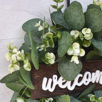 1 x RAW Customer Returns Front door sign wreath, artificial eucalyptus wreath, welcome sign door wreath, front door eucalyptus wreath, for wedding home decoration front door decoration 30 30 cm  - RRP €19.15