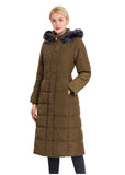 1 x RAW Customer Returns Polydeer Puffer Jacket Max Long Thickened Hooded Coat Vegan Down Winter Parka Women Brown Xtra Small - RRP €115.43