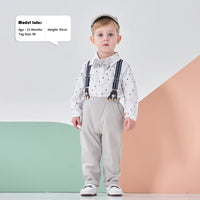 1 x RAW Customer Returns Newborn Gentleman Outfits and Coordinates, Bow Shirt and Suspenders Trousers 5 Pieces 12-18 months, Size 80, Sailing Boat  - RRP €35.99