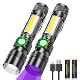 1 x RAW Customer Returns Karrong LED Flashlight USB Rechargeable Magnet Blacklight, 395nm UV Lamp Ultraviolet Light 7 Modes Red Light with Battery for Outdoor Camping Hiking 2 Pack - RRP €25.2