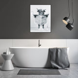 2 x Brand New ZFTCN Funny Highland Cow Wall Art in Bathtub, Black and White Canvas Picture for Living Room Bathroom Bedroom Decoration-Frameless Black and White, 40x60 cm  - RRP €33.98