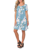 1 x RAW Customer Returns WNEEDU Women s Boho Summer Beach Dresses Flowers Short Sleeve Tank T-Shirt Summer Dress with Pockets S, Flowers Light Blue  - RRP €22.52