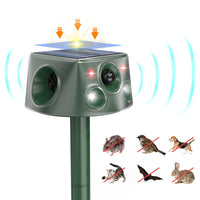 1 x RAW Customer Returns Cat Repeller for Outdoor Use, 360 Solar Powered Animal Control Devices Bird Repeller with Motion Sensor and Flashing Light, 6 Modes Waterproof Animal Repellent for Squirrels Raccoons Martens Rabbits - RRP €51.92