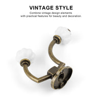 1 x RAW Customer Returns WJUAN 2 pieces retro coat hooks, 14 x 9.5 cm vintage hooks, coat hooks with 4 screws, material zinc alloy and ceramic, bronze color rustic wall hooks - RRP €15.91