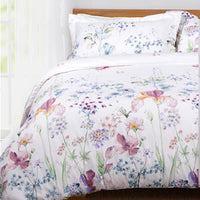 1 x RAW Customer Returns Lanqinglv bed linen 220 x 240 cm white purple leaves flowers pattern plants reversible bed linen set colorful microfiber renforce duvet cover with zipper and 2 pillowcases 80 x 80 cm - RRP €39.2