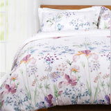 1 x RAW Customer Returns Lanqinglv bed linen 220 x 240 cm white purple leaves flowers pattern plants reversible bed linen set colorful microfiber renforce duvet cover with zipper and 2 pillowcases 80 x 80 cm - RRP €39.2