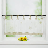 1 x RAW Customer Returns Delien Panel Curtain Voile Bistro Curtains with Loops Kitchen Short Curtain Embroidery Butterfly Transparent Rod Pull Stores Curtain Short Curtain W x H 120 x 45 cm, Sand - RRP €15.12