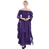 1 x RAW Customer Returns Fiamll Women s Steampunk Victorian Off Shoulder Medieval Maxi Dress Ladies Renaissance Cosplay Halloween Costume Purple XXL 3XL  - RRP €56.46