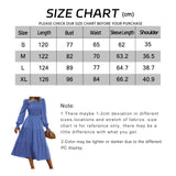 1 x RAW Customer Returns TcIFE Women s Round Neck Long Sleeve Long Dress Smocked Elastic High Waist Maxi Dress Tiered Ruffle A-Line Solid Color Dresses Casual Dresses, Blue, M - RRP €30.76