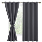 1 x RAW Customer Returns DWCN Curtain Opaque with Curtain Tiebacks Blackout Curtains with Eyelets 2 Pieces Thermal Curtain, Blackout Curtain Blackout Thermal Curtain, Dark Grey, 137 x 132 cm H x W  - RRP €31.25