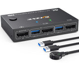 1 x RAW Customer Returns Switch KVM USB 3.0 Displayport 4K 144Hz, YOUTINGHDAV KVM Switch 2 PC 1 Monitor, USB Displayport Switch per 2 parti PC 4 dispositivi USB 3.0 Tastiera Mouse Monitor con Wired Remote - RRP €56.21