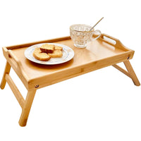 1 x RAW Customer Returns Tikxlafe Breakfast Tray, Bed Tray, Bamboo Laptop Table with Stand Up Legs, Foldable Serving Tray for Breakfast in Bed - RRP €29.5