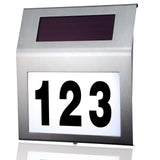 1 x RAW Customer Returns MOLVCE Stainless Steel House Number Solar Illuminated 2 LEDs Solar House Number with Twilight Switch IP65 Waterproof Outdoor with Numbers 0-9 Letters AH - RRP €16.99