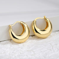 1 x RAW Customer Returns FAMIDIQGO 1 Pair 18K Earrings, Oval Trendy, Lightweight, Hypoallergenic, C Shaped, Open Hoop Earrings, Gold Coating for Women and Girls, for You to Part at Parties, Decorate - RRP €7.92