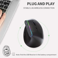 1 x RAW Customer Returns DeLUX Wireless Vertical Mouse, Ergonomic Silent Mouse for Carpal Tunnel, 2.4G, 3 Adjustable DPI 800 1200 1600 , 6 Buttons, for PC Computer Laptop Laptop Mac M618C-Black  - RRP €20.64