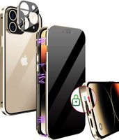 1 x RAW Customer Returns MIMGOAL Anti Spy Case for iPhone 11 Pro 360 Degree Magnetic Cell Phone Case with Privacy Screen Front and Back Tempered Glass Full Body Protective Case Full Body Privacy Anti-peep Case, Gold - RRP €20.15