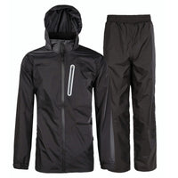 1 x RAW Customer Returns SwissWell Men s Raincoat Windproof Motorcycle Rain Jacket Waterproof Rain Jacket Reflective Lightweight Outdoor Rainwear with Hood Rain Jacket Rain Pants Set XL-Black  - RRP €60.49