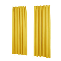 6 x RAW Customer Returns Deconovo opaque curtains with ruffle tape noise protection cold protection, 245 x 140 cm height x width , mustard yellow, set of 2 - RRP €242.94