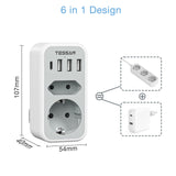 1 x RAW Customer Returns TESSAN UK adapter England Germany plug, travel adapter for England with 3 USB and 1 USB C, travel plug type G power adapter UK socket adapter England, UK adapter to EU adapter UK Euro plug - RRP €19.15