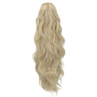 1 x RAW Customer Returns YEESHEDO Ponytail Hairpiece Ash Blonde Long Wavy Curls Hairpiece Braid with Drawstring Ponytail Natural Synthetic Hair Extensions for Women Afro Braid 60cm - RRP €20.16