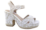 1 x RAW Customer Returns LARES Bridal sandals with wide esparto heel. Espadrilles with platform and crossed upper. Color Beig Size 39 - RRP €49.57